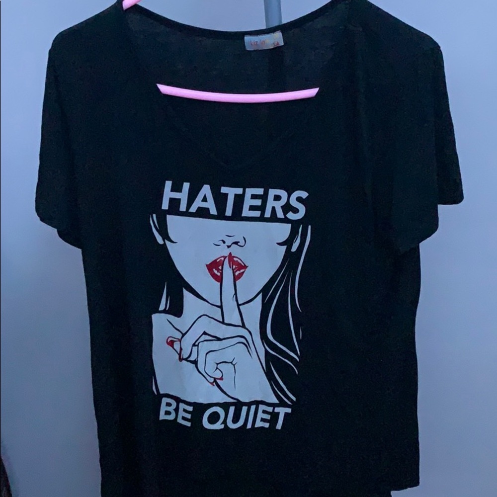 Black graphic tee shirt